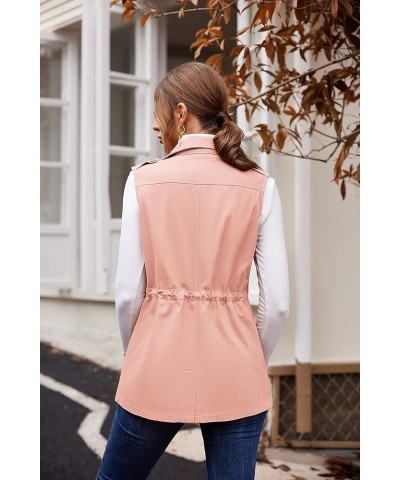 Womens Lightweight Sleeveless Military Anorak Cargo Vest No Hood A- No Hood-pink $25.47 Vests