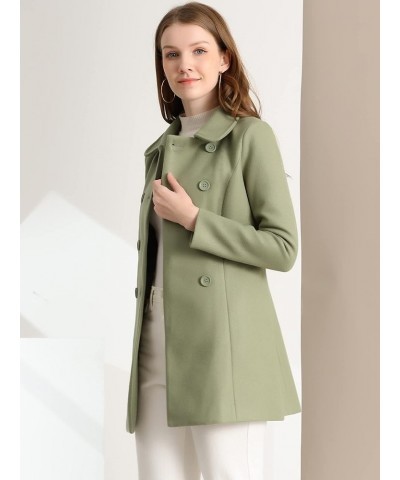 Women's Peter Pan Collar Double Breasted Winter Long Trench Pea Coat Pea Green $43.98 Coats