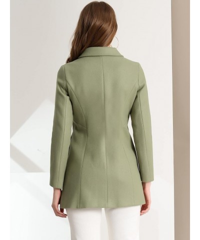 Women's Peter Pan Collar Double Breasted Winter Long Trench Pea Coat Pea Green $43.98 Coats