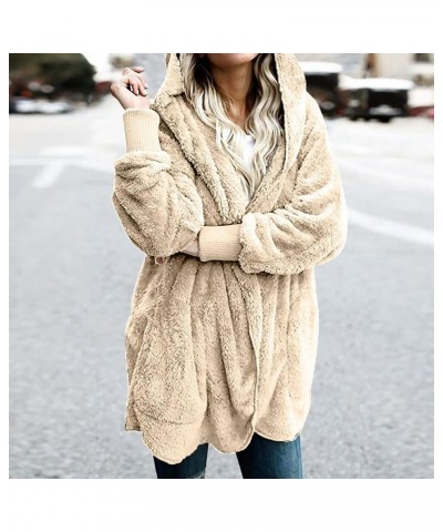 Womens Fleece Teddy Coats 2023 Trendy Hooded Winter Jacket Shaggy Faux Sherpa Cardigans Fashion Warm Clothes J012-beige $9.43...