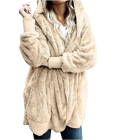 Womens Fleece Teddy Coats 2023 Trendy Hooded Winter Jacket Shaggy Faux Sherpa Cardigans Fashion Warm Clothes J012-beige $9.43...