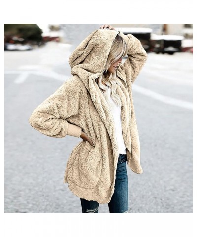 Womens Fleece Teddy Coats 2023 Trendy Hooded Winter Jacket Shaggy Faux Sherpa Cardigans Fashion Warm Clothes J012-beige $9.43...