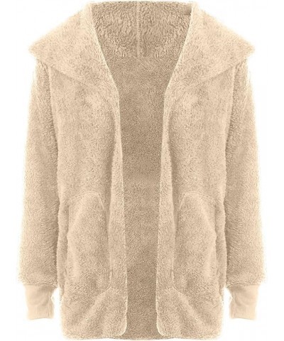 Womens Fleece Teddy Coats 2023 Trendy Hooded Winter Jacket Shaggy Faux Sherpa Cardigans Fashion Warm Clothes J012-beige $9.43...