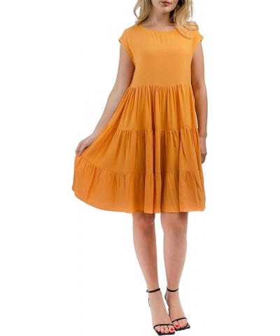 Women's Ruffled Hem Short Sleeve Summer Dress A Swing, Flowy Short Sleeve Babydoll Dress Golden Nugget $9.05 Dresses