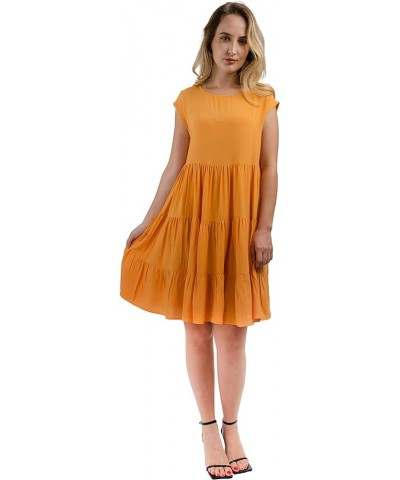 Women's Ruffled Hem Short Sleeve Summer Dress A Swing, Flowy Short Sleeve Babydoll Dress Golden Nugget $9.05 Dresses