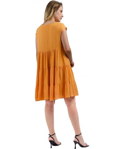 Women's Ruffled Hem Short Sleeve Summer Dress A Swing, Flowy Short Sleeve Babydoll Dress Golden Nugget $9.05 Dresses