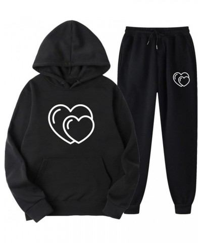 Two Piece Sets for Women Long Sleeve Graphics Hoodie Sweatshirts and Pants Sweatsuit Outfits Outdoor Comfy Lounge Set Black $...