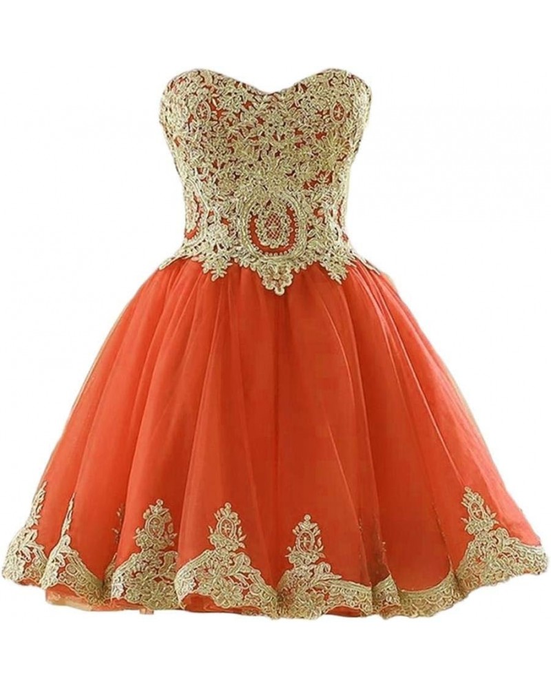 Women's Sweetheart Appliques Short Prom Dress Tulle Homecoming Cocktail Dresses Orange $24.40 Dresses