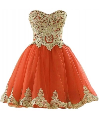 Women's Sweetheart Appliques Short Prom Dress Tulle Homecoming Cocktail Dresses Orange $24.40 Dresses