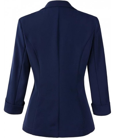 Womens 3/4 Sleeve Solid Color Lightweight Casual Work Suit Jacket Office Blazer Blue $14.74 Blazers