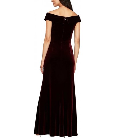 Women's Long Off The Shoulder Fit and Flare Dress Wine $56.86 Dresses