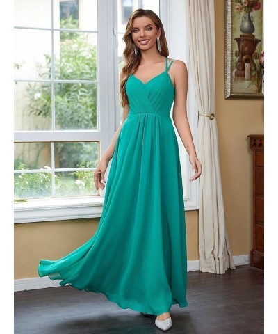 Chiffon Bridesmaid Dresses for Women Long A Line Pleated V Neck Formal Evening Party Gown Sky Blue $35.94 Dresses