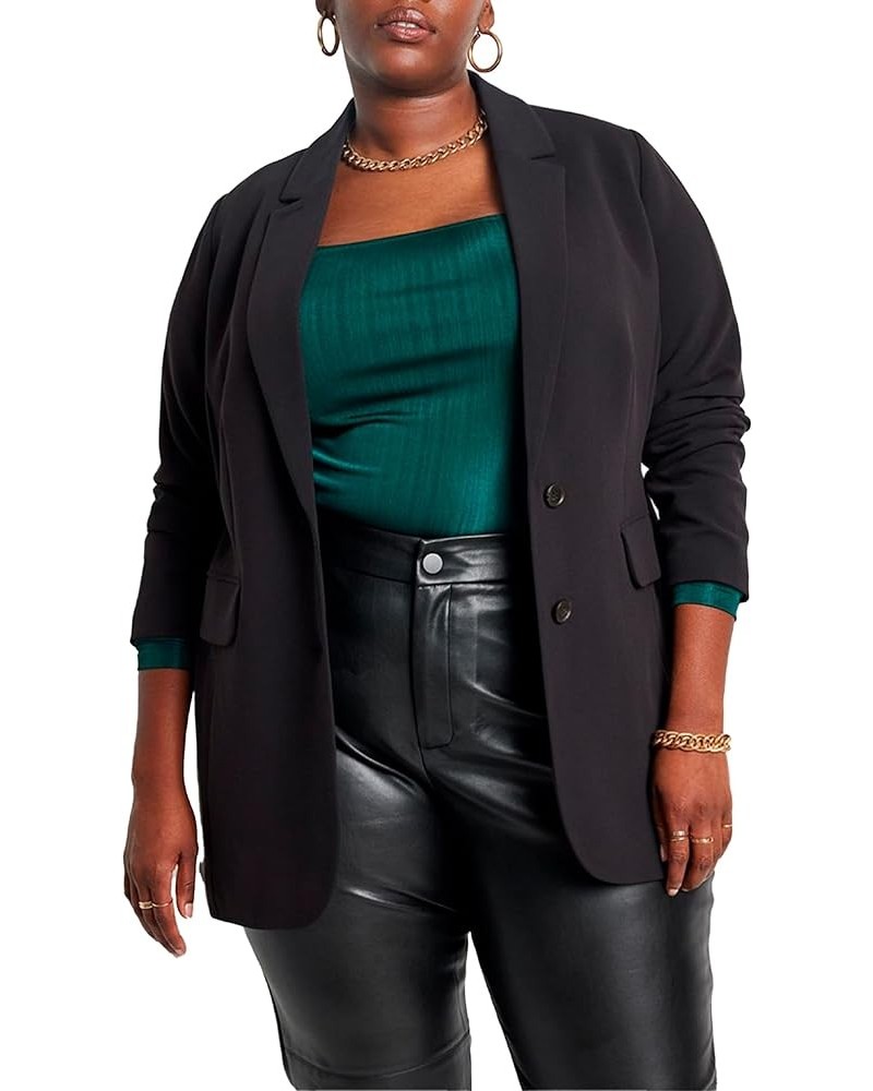 Women's Plus Size The 365 Suit Long Tailored Blazer Black $34.00 Blazers