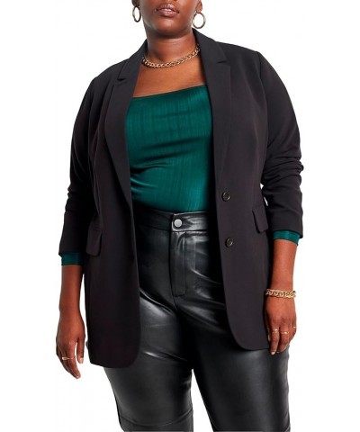 Women's Plus Size The 365 Suit Long Tailored Blazer Black $34.00 Blazers