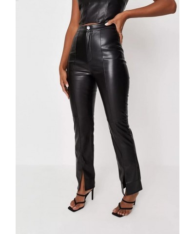 Leather Pants for Women High Waisted Drawstring PU Casual Faux Leather Joggers with Pockets 9-black $15.50 Leggings