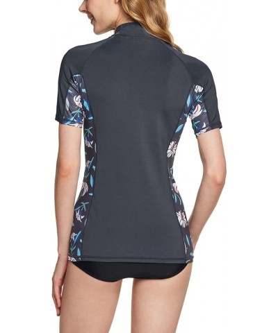 Women's UPF 50+ Rash Guard Short Sleeve, UV/SPF Surf Swim Shirts, Water Beach Swimsuit Top Lily Charcoal $13.74 Swimsuits