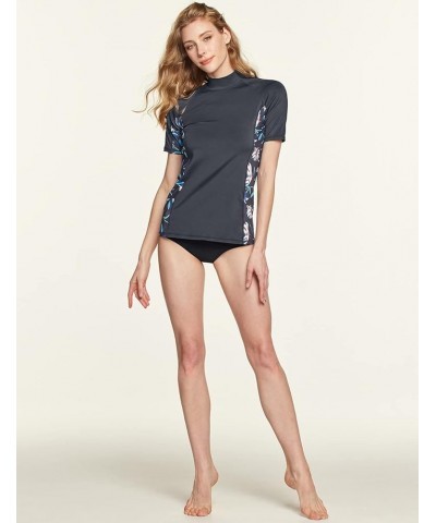 Women's UPF 50+ Rash Guard Short Sleeve, UV/SPF Surf Swim Shirts, Water Beach Swimsuit Top Lily Charcoal $13.74 Swimsuits