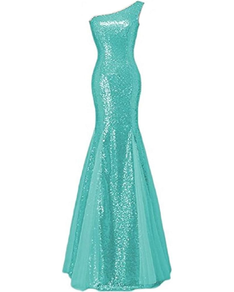 Women Sparkly Sequins Mermaid Prom Dresses Long 2020 Strapless Formal Evening Party Gown SQ38 Mint-one Shoulder $37.60 Dresses