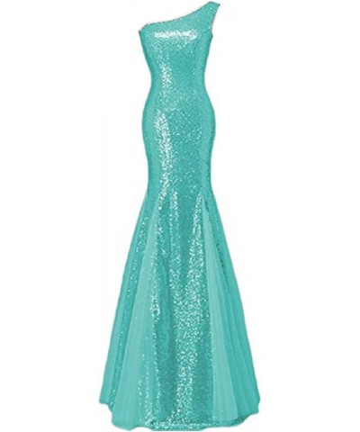 Women Sparkly Sequins Mermaid Prom Dresses Long 2020 Strapless Formal Evening Party Gown SQ38 Mint-one Shoulder $37.60 Dresses