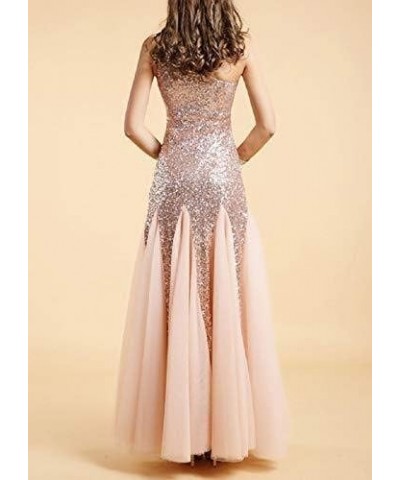 Women Sparkly Sequins Mermaid Prom Dresses Long 2020 Strapless Formal Evening Party Gown SQ38 Mint-one Shoulder $37.60 Dresses