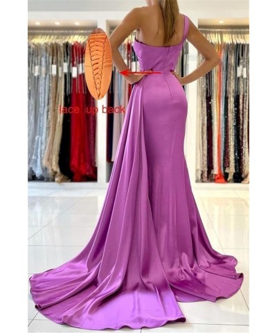 One Shoulder Mermaid Bridesmaid Dresses for Women Bodycon Prom Dress with Slit Long Formal Dress for Wedding QM507 Grape $27....