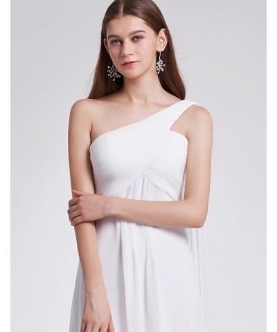 Women's Flowy One-Shoulder Ruched Bust Long Bridesmaid Dress Evening Gown 09816-USA White $39.77 Dresses