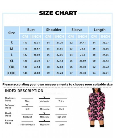 Women's Hooded Sweatshirt Lightweight Long Sleeve Pullover Heart Print Hoodie Dress with Pockets 01-hot Pink $8.82 Hoodies & ...