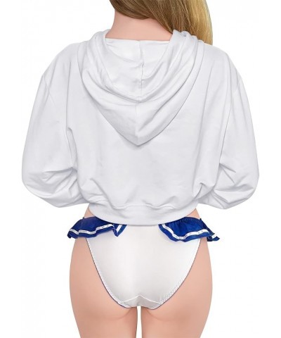 Magical Girl Cosplay Casual Regular Fit Long Sleeve Drawstring Cropped Hoodie Sweater - Sweater Only White $17.20 Others