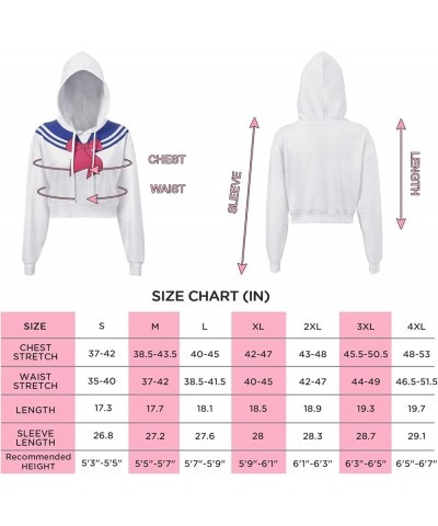 Magical Girl Cosplay Casual Regular Fit Long Sleeve Drawstring Cropped Hoodie Sweater - Sweater Only White $17.20 Others