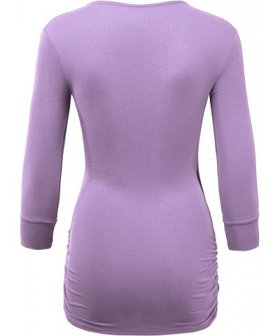 Women's 3/4 Sleeve Cross Front Wrapped V Neck Top S-3XL Wt1255_lilac $9.56 Tops