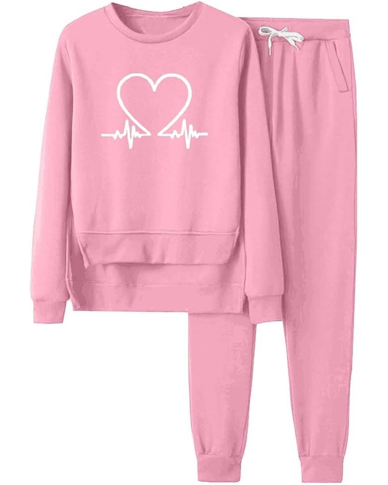 Sweatsuit Set for Women 2 piece Fleece Lined pullover crew neck Sweatshirt and Baggy Sweatpants with Pockets Pink_01 $11.33 A...