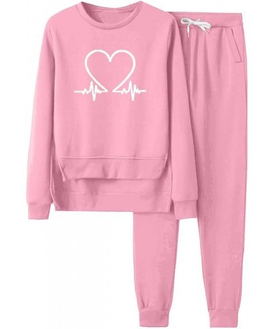 Sweatsuit Set for Women 2 piece Fleece Lined pullover crew neck Sweatshirt and Baggy Sweatpants with Pockets Pink_01 $11.33 A...