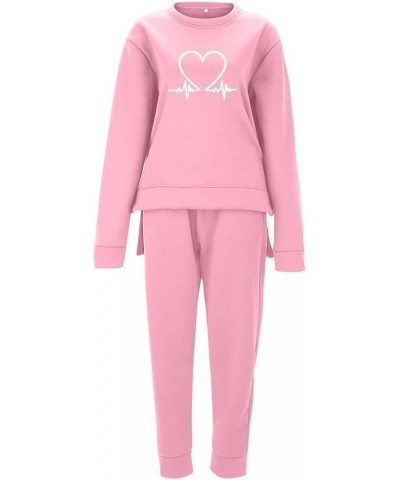 Sweatsuit Set for Women 2 piece Fleece Lined pullover crew neck Sweatshirt and Baggy Sweatpants with Pockets Pink_01 $11.33 A...