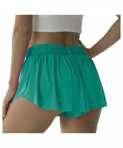 Flowy Athletic Shorts for Women Running Tennis Butterfly Shorts Girls 2-in-1 Double Layer Quick-Drying Comfy Shorts Teal Gree...