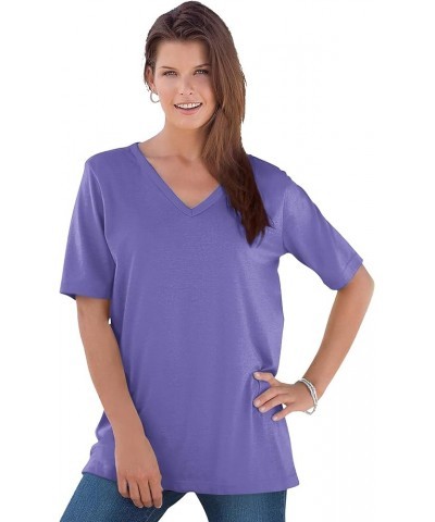 Women's Plus Size V-Neck Ultimate Tee 100% Cotton T-Shirt Dusty Purple $13.07 T-Shirts