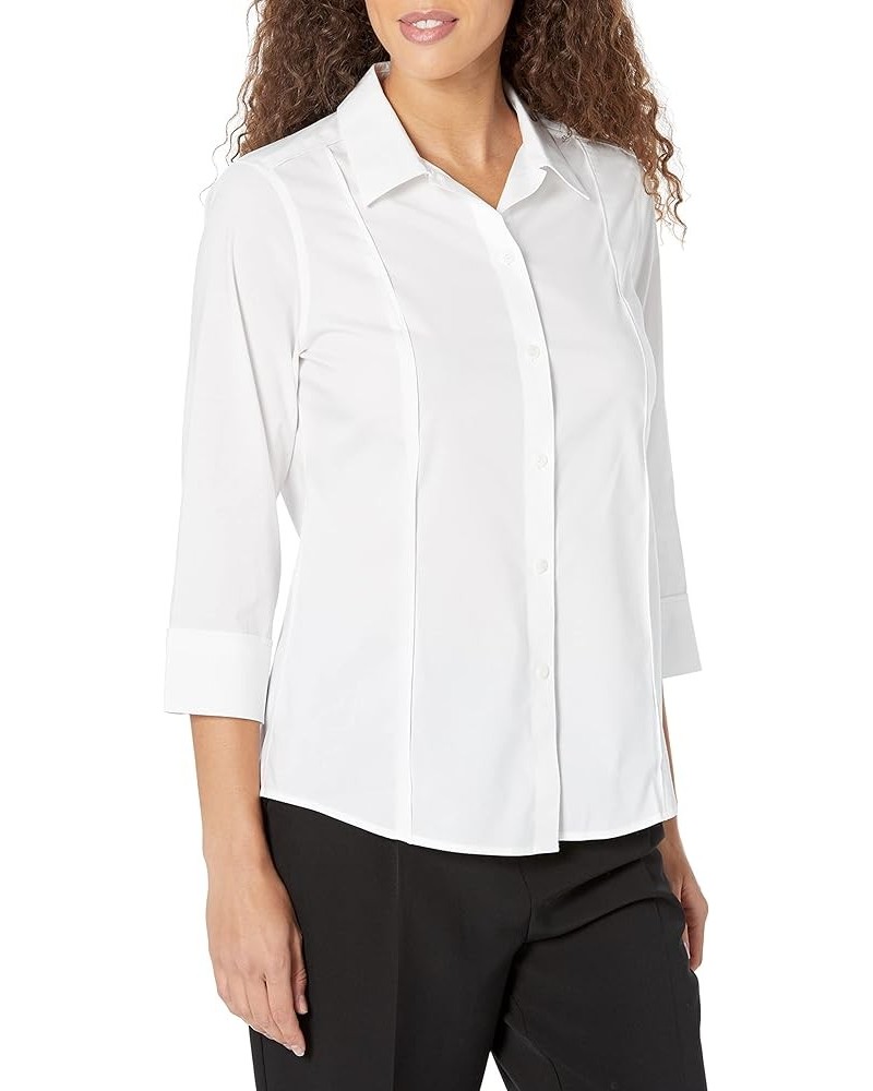 Women's Terri 3/4 Sleeve Stretch Solid Blouse White $30.49 Blouses