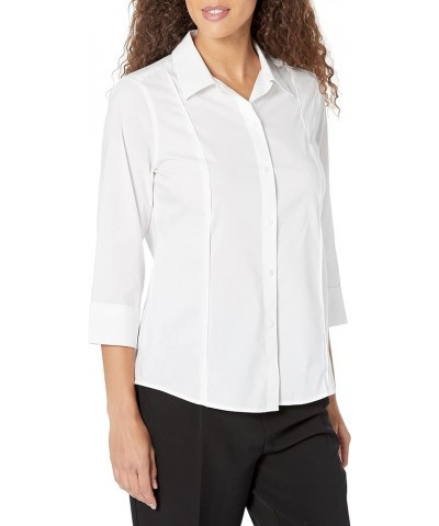 Women's Terri 3/4 Sleeve Stretch Solid Blouse White $30.49 Blouses