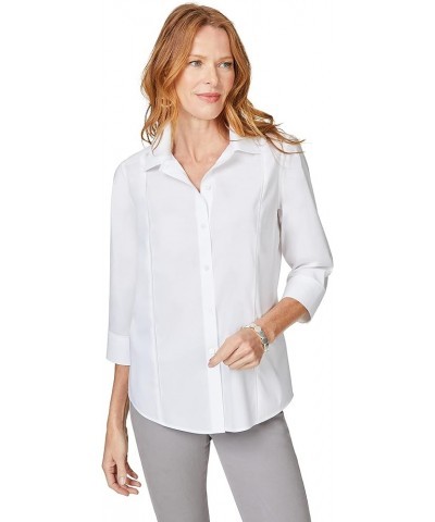 Women's Terri 3/4 Sleeve Stretch Solid Blouse White $30.49 Blouses