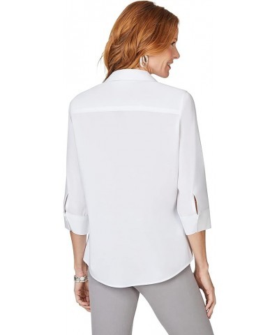 Women's Terri 3/4 Sleeve Stretch Solid Blouse White $30.49 Blouses