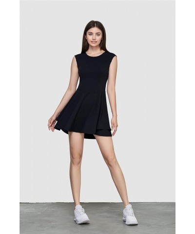 Womens' Sleeveless Athletic Workout Tennis Dress UPF 50+ Black $23.21 Activewear