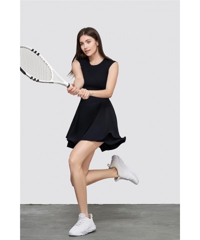 Womens' Sleeveless Athletic Workout Tennis Dress UPF 50+ Black $23.21 Activewear