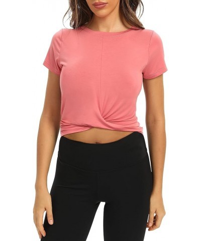 Womens Cropped Workout Tops Flowy Gym Workout Crop Top Slim Fit Athletic Yoga Exercise Shirts Dance Tops Z-rose Red $12.41 Ac...