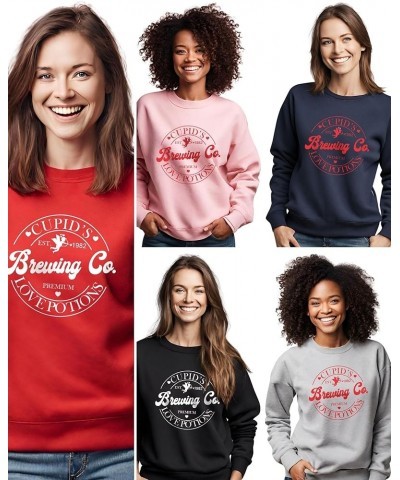 Womens Valentine's Day Sweatshirt Cupid's Brewing Co Love Brewery Valentines Long Sleeve Pink $20.94 Hoodies & Sweatshirts