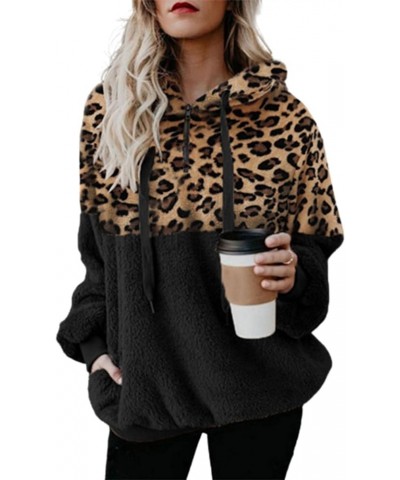 Women Hoodie Plush Sweater Fashion Leopard Print Tees Sweatshirt Workout Hoodies Sexy Fall Long Sleeve Pullover Tops Black $1...