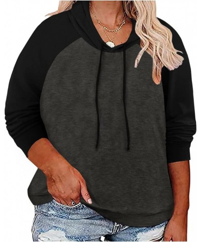 Plus Size Hoodies for Women Long Sleeve Pullover Shirts Drawstring Tops XL-5XL 88-dark Grey-black $10.00 Hoodies & Sweatshirts