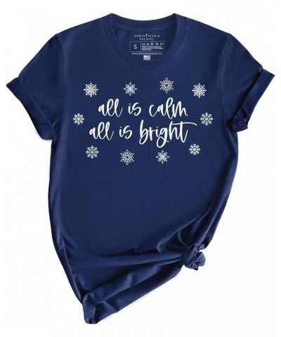 Christian Tshirts Women Jesus Shirts Christian Apparel Calm Navy $12.07 Tops