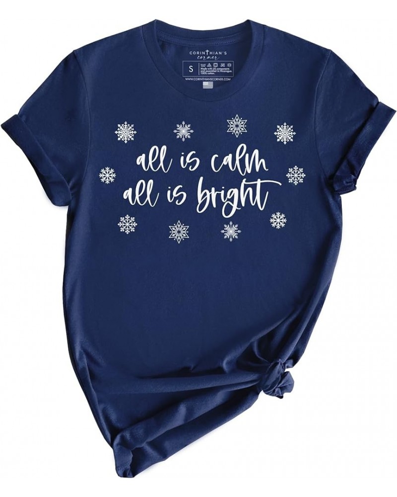 Christian Tshirts Women Jesus Shirts Christian Apparel Calm Navy $12.07 Tops