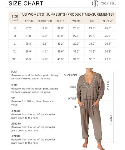 Women's Casual Long Sleeve Jumpsuits V Neck Loose Jogger Long Pants Rompers with Pockets Black $21.72 Jumpsuits