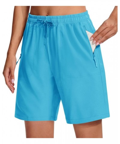 Women's Hiking Cargo Shorts 8" Quick Dry Lightweight Outdoor Summer Shorts Athletic Travel with Zipper Pockets Lake Blue $14....