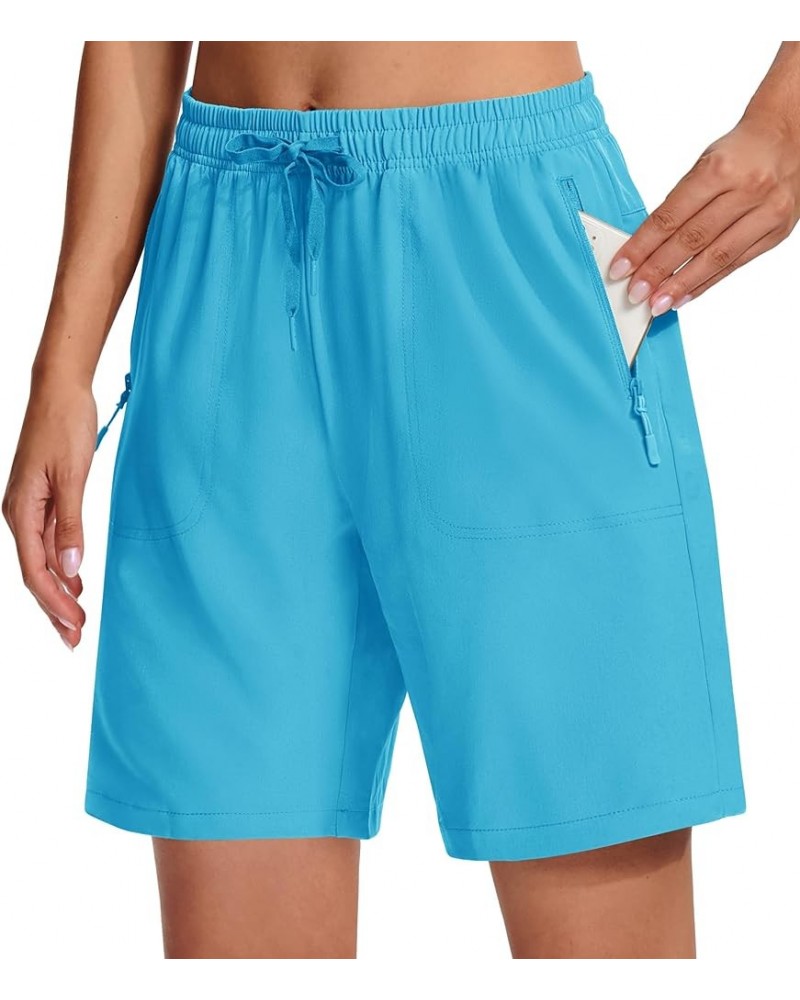 Women's Hiking Cargo Shorts 8" Quick Dry Lightweight Outdoor Summer Shorts Athletic Travel with Zipper Pockets Lake Blue $14....